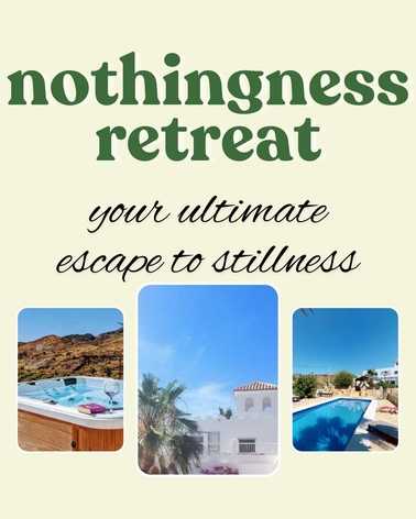 Your ultimate escape to stillness on our Nothingness Retreat at Casa Torreta Blanca Retreat Venue. Pictures of the house, jacuzzi and pool