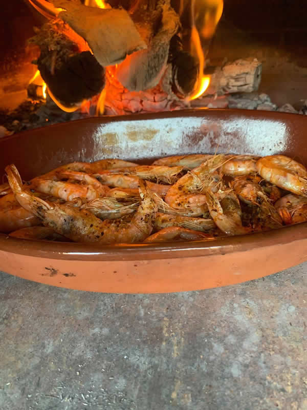 Prawns in wood fired Oven